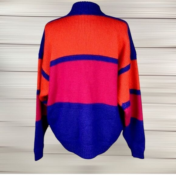 REGATTA SPORT Wool Zip Front Color-block Sweater Cardigan Knit Jacket size L - Picture 3 of 11